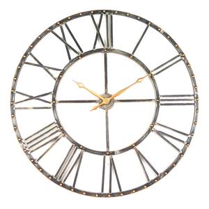 Industrial Style Black and Gold Metal <b>Wall</b> <b>Clock</b> with Dual Ring Design for Modern Homes and Stylish Interior <b>Wall</b> Display - Product Image 1
