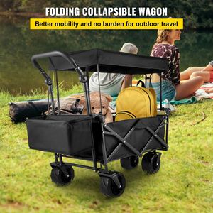 Carrello da Giardino Pieghevole Extra Large con Tettuccio Rimovibile, Ruote Utilitarie e Vano Portaoggetti Posteriore - Product Image 5