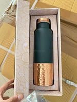 Bouteille d'eau en cuivre - Tasse à double paroi avec finition sublimée, style américain, inclut une paille et une brosse de nettoyage pour la cuisine, le camping et les activités de plein air