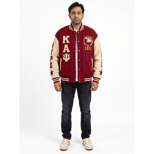 Blouson universitaire personnalisé en laine méltée 550 GSM avec manches en cuir pour homme, coupe oversize et carrée, style streetwear, manteau de fraternité, taille 3XL - Product Image 1