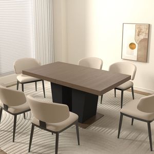 Tavolo da Pranzo Estensibile in Legno per 4-10 Persone, Tavolo da Cucina Trasformabile con Base a Doppio Piedistallo Robusta, Finitura Nera per Sale da Pranzo - Product Image 5