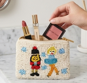 Monedero pequeño con cuentas y personajes de Cascanueces y bailarina, cierre de cremallera hecho a mano, estilo vintage, unisex - Product Image 2