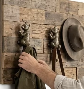 Vintage Cast Iron Squirrel Wall <b>Hook</b> Handmade Animal Design Self-Adhesive Installation Adjustable Eco-Friendly Waterproof - Product Image 4