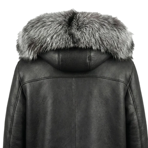 Premium Leather <b>Shearling</b> <b>Jacket</b> <b>Men</b> Genuine Winter Fur Aviator Coat Stylish Warm Durable Biker Outerwear Fashion - Product Image 3