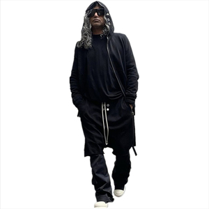 Sudadera con Capucha Negra Extra Grande para Hombre, Diseño con Cremallera, Tejido de Algodón y Poliéster, Estampado Regular, Resistente al Viento, para Otoño - Product Image 2