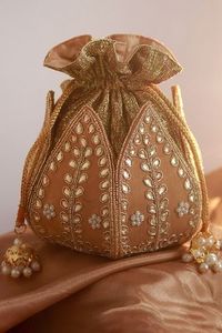 Sac Potli brodé et perlé avec cordon de serrage, sac à main de soirée, pochette de mariée, emballage pour bijoux et cosmétiques - Product Image 5