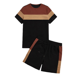 Conjunto Deportivo de Verano Transpirable Personalizado para Hombre, Chándal Informal de Felpa con Cuello en V, Pantalones Cortos, Camiseta de Manga Corta para Correr - Product Image 1