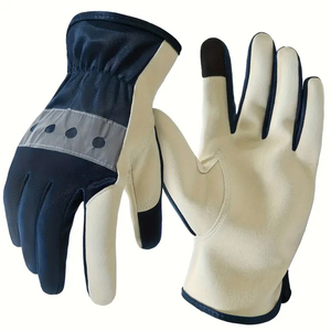 Gants de mécanicien en cuir synthétique avec dos réfléchissant, compatibles écran tactile, poignet élastique, pour travaux d'assemblage - Product Image 1