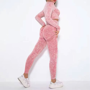 Leggings de yoga taille haute pour femmes, longueur intégrale, design côtelé, tissu extensible doux en spandex, séchage rapide, taille élastique sans couture - Product Image 2