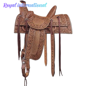 Silla de Montar Western Premium Hecha a Mano con Cuero Genuino y Grabado Floral para Vaqueros, Ranchos y Senderos, Asiento Cómodo para Equitación - Product Image 1