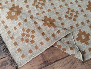 Tapis Kilim Géométrique Rectangulaire Fait Main Tufté à la Main en Laine Écologique à Poil Moyen avec Dos en Latex Nettoyage Localisé Décoration de Salon - Product Image 4