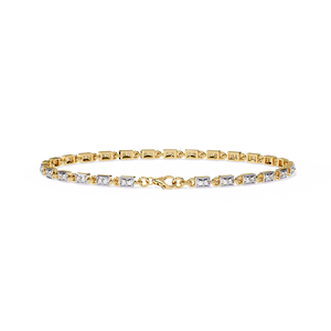 Lab Grown Princess Cut Bezel <b>Set</b> Two Tone Diamond Tennis Bracelet in 14K <b>Gold</b> | Geometric Minimalist Designer Diamond Jewellery - Product Image 2