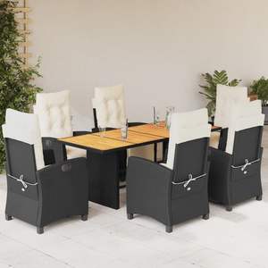 Juego de Comedor para Jardín en Negro y Blanco Crema - Product Image 1