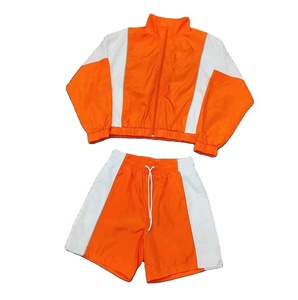 Wholesale Custom <b>Mens</b> Color Block Windbreaker Polyester Nylon Tracksuit <b>Mens</b> <b>Track</b> Zip up <b>Jacket</b> and Shorts Set - Product Image 3