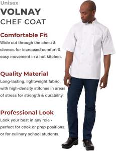 Veste de chef blanche à manches courtes pour homme, mélange polyester/coton, haute visibilité, respirante, combinaison de travail uniforme - Product Image 4