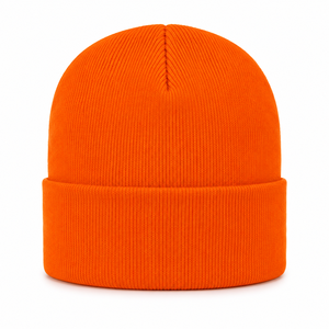 Orange Unisex Beanie Hat Spandex/Cotton Knitted <b>Winter</b> <b>Cap</b> 3D Embroidery Character Design Solid Color Casual Style Adult Size - Product Image 2