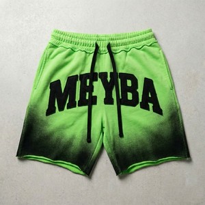 Shorts décontractés en coton mélangé pour homme, coupe ample, avec cordon de serrage, motif graphique vintage délavé vert néon, style streetwear, pour l'été - Product Image 6