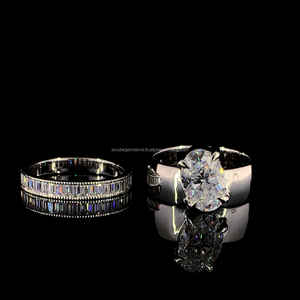 ชุดสำหรับเจ้าสาวชุด1/2 3ct ยาวทรงเหลี่ยมตัดแบบบาแกตต์พร้อมก้ามปู4ง่าม - Product Image 4