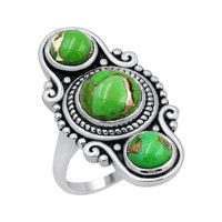 Bague Gourik authentique en argent 925 avec turquoise verte Mojave Matrix et cuivre, sertie clos, style vintage, unisexe