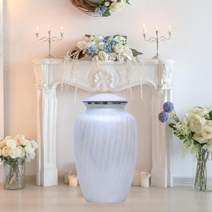 White Aluminium Metal Urn Ashes Cremation Keepsake <b>Vase</b> Round Matte <b>Memorial</b> Tabletop Casket Custom Printing - Product Image 3