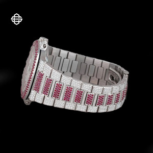 Reloj de Lujo para Hombre, Diseño Cuadrado, Cristal con Incrustaciones de Moissanita, Cuarzo, Acero Inoxidable, 20mm, con Fecha y Diamantes - Product Image 4