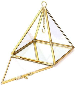 Vintage Look Pyramid Shape Mirror Base <b>Glass</b> Design Brass Metal Jeweller <b>Box</b> for Jewellery Holder Storage Keeping Jeweller <b>Box</b> - Product Image 1