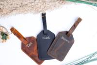 Étiquettes de bagages en cuir véritable de luxe, motif lettres, personnalisées, étiquettes de nom pour valises, étiquettes de sacs de voyage LMP-0169
