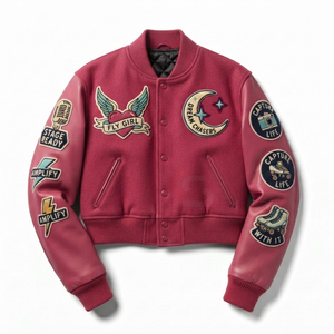 Chaqueta universitaria de béisbol estilo Letterman, diseño personalizado OEM, cuerpo de lana de alta calidad con mangas de cuero, algodón transpirable. - Product Image 6