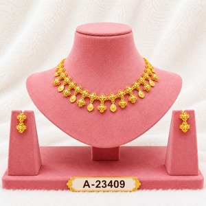 Conjunto de Joyería Clásico Chapado en Oro de 24K con Piedras de Rubí, Collar, Aretes y Anillo para Mujer, Boda A-23405 - Product Image 6
