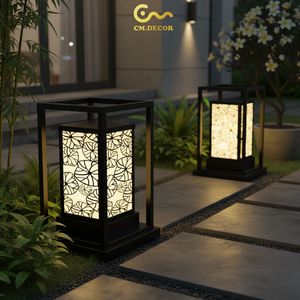 Lampe de balise LED moderne pour allée de jardin extérieure, étanche, avec capteur de lumière, construction métallique pour villa DNT.004.10 - Product Image 4