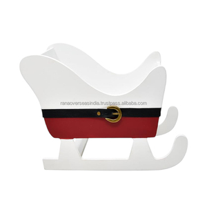 Cesta de trineo de Papá Noel de lujo hecha a mano, estante de mesa de Navidad de madera de alta demanda para decoración de escritorio de vacaciones - Product Image 1