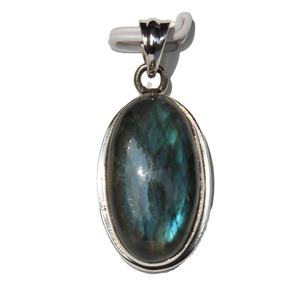 Prix de gros plaqué rhodium Flashy Labradorite Cabochon argent Sterling 925 Style bohème pendentif pierre de cristal de guérison - Product Image 6
