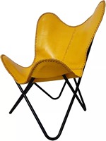 Chaise de loisirs pliable en forme de papillon avec pieds en métal robustes en cuir véritable, design élégant pour chambre à coucher, appartement et utilisation en extérieur
