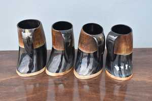 Mug authentique fait main en corne de buffle, verre à boire en corne naturelle pour bière/ale/médicament. Cadeaux d'affaires écologiques vintage - Product Image 4