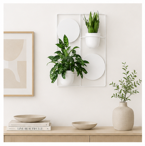 Jardinières murales modernes minimalistes en métal écologiques personnalisées, pots de fleurs décoratifs blancs thermolaqués pour l'intérieur - Product Image 2