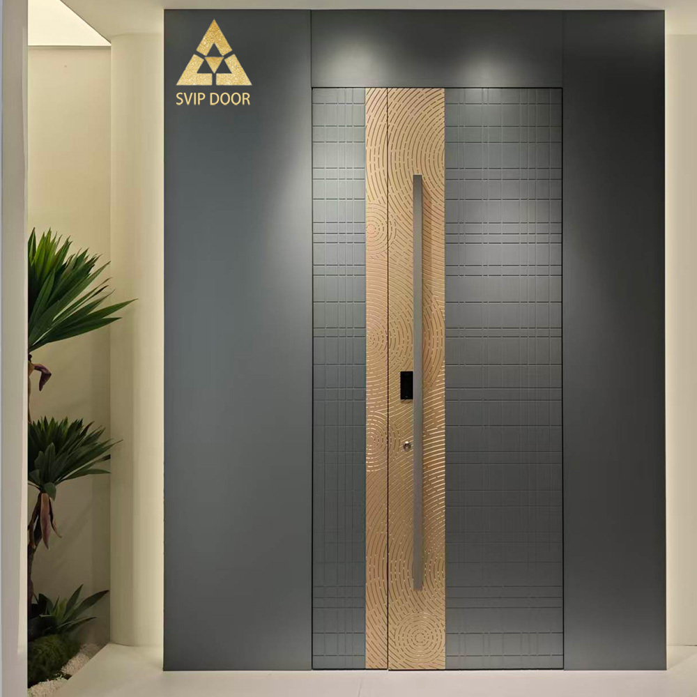 Modern Aluminum Alloy Front Entry Door Insulation Foam Anti-Theft Wrought Iron Commercial Use Hotel/Villa 5 Year Warranty · image 4