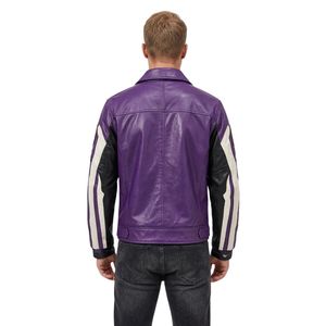 Chaquetas de Cuero Morado Estilo Gótico con Bordado Ornamental de Estrellas y Gráficos de Números Audaces - Product Image 2