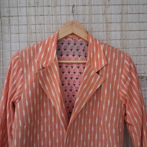 Abrigo Grueso de Algodón Ikat con Manga Larga, Cuello en V, Rayas, Informal para Mujer, Frente Abierto, Transpirable, para Invierno y Otoño - Product Image 5