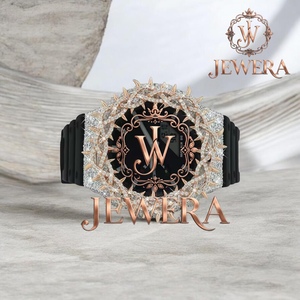 Reloj de Lujo con Correa de Caucho Negro y Diamantes de Moissanita de Calidad de Exportación para Uso Diario, Fiestas y Moda Urbana, Disponible para la Venta - Product Image 1