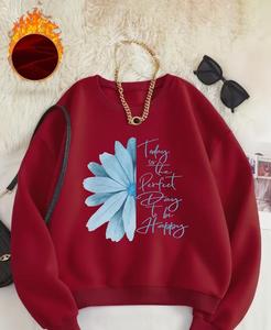 Women's Premium Polyester/Cotton <b>Blend</b> Fleece Sweatshirt-Comfortable & Stylish Waterproof & Windproof for Winter Season - Product Image 5