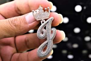 Collar de Moda Estilo Hip Hop con Letras Iniciales, Colgante de Plata 925, Colgante Personalizado con Corona, Moissanita VVS1, Regalo de Cumpleaños - Product Image 5