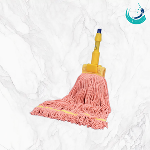 KSR High Quality Cotton Orange Yarn Kentucky Mop Heads 5" Yellow Top Band Self Wringer Reusable Durable Sustainable Refillable - Product Image 2