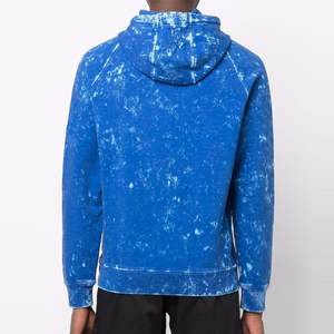 Sudadera con Capucha Azul para Hombre, Estilo Vintage, Lavado Ácido, Informal, de Algodón, Manga Larga, Estilo Urbano - Product Image 2