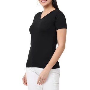 T-shirts personnalisés pour femmes, col en V, été, manches courtes, coton respirant, coupe ample, décontractés - Product Image 6