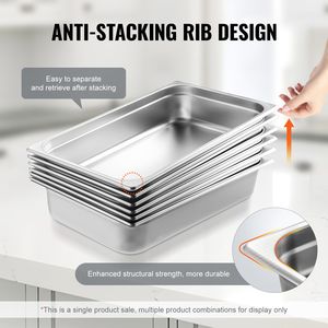 Bac de maintien au chaud professionnel en acier inoxydable pour table vapeur, format panier de cuisson, épaisseur 0,8 mm, profondeur 4 pouces, anti-blocage - Product Image 2