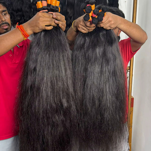 Extensions de cheveux humains ondulés et raides, cuticules alignées, naturelles, légères, écologiques, en vrac - Product Image 1