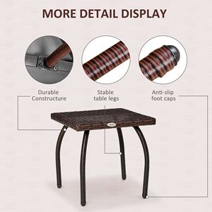 "Outdoor PE <b>Wicker</b> Square Side <b>Table</b> All-Weather Small <b>Coffee</b> <b>Table</b> Garden Balcony Backyard" - Product Image 6