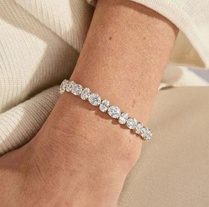 Moissanite Charm <b>Bracelet</b> 925 Sterling Silver Gold Plated Women Brilliant Look Elegant Wedding Anniversary Fine Jewelry - Product Image 4
