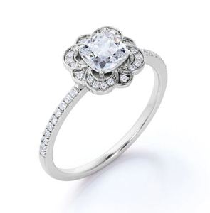 แหวนหมั้นมอสซาไนต์ทรงคุชชั่น 1.40 กะรัต สไตล์วินเทจ ชุบทอง 14K ดีไซน์รัศมี คลาสสิก แหวนขอแต่งงานสุดพิเศษ - Product Image 4