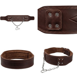 Ceinture de musculation en cuir premium, robuste, avec chaîne en acier pour tractions, dips et entraînement de force - Product Image 2